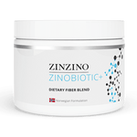 Zinzino ZinoBiotic+ supplement container with 180g of probiotic supplement showing the product label.