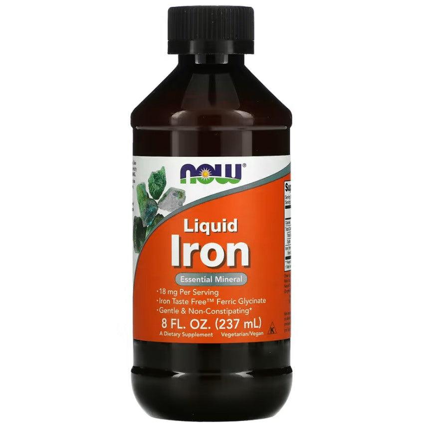 Liquid iron supplement by MKSTAVRINOS in an 8 fl oz bottle, containing 18 mg of iron for daily nutritional support.