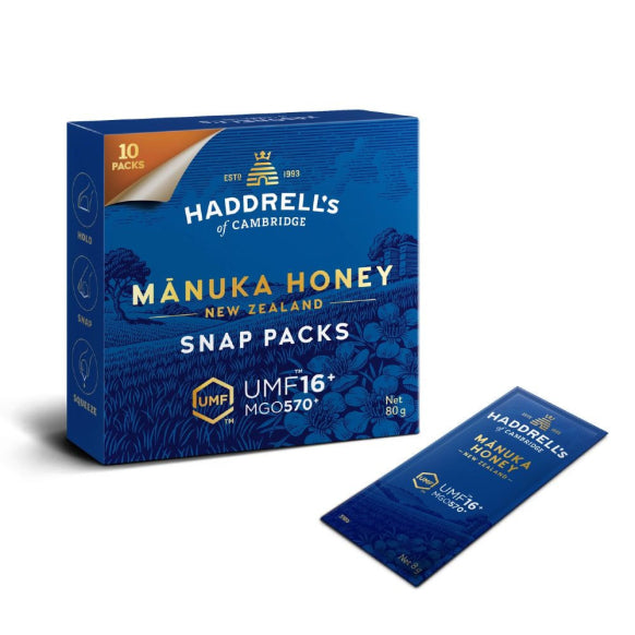 Haddrell's UMF 16+ mānuka honey snap pack 10 sachets | 8 g per serving