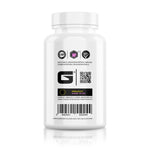 Genius Nutrition MSM supplement bottle with 90 capsules, no flavor, labeled GC-MSMF7, on a white background.
