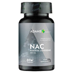 Bottle of Adams Supplements N-Acetyl L-Cysteine (NAC) 300mg capsules, 60 count, with white label and clear cap.