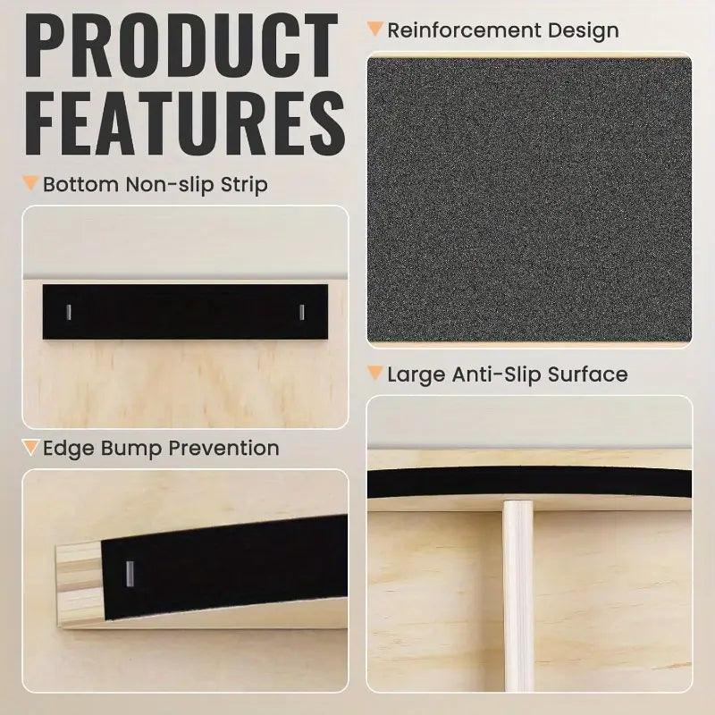 KOKAY Professional Wooden Balance Board by TEMU, an accessory for stability training, showing a smooth wooden surface and rounded edges.