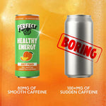 Herbalistas PerfectTed Ceremonial Matcha Energy Drink with Juicy Peach flavor in a 250ml can, showcasing the vibrant peach beverage.