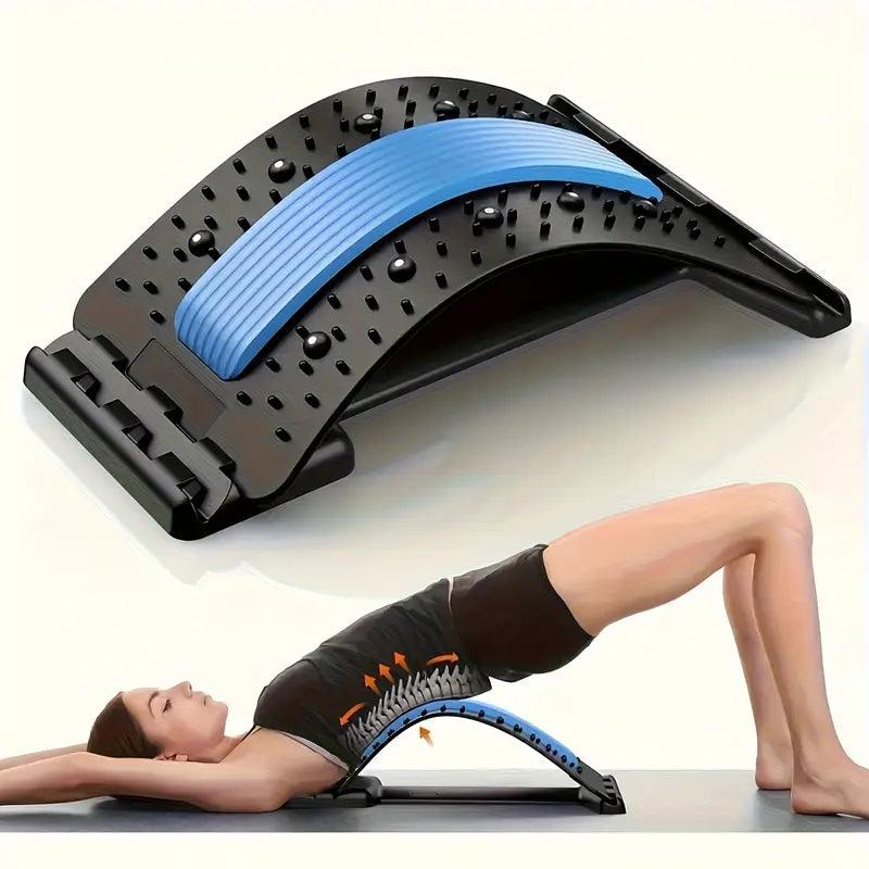 Adjustable back stretcher and relaxation device accessory by TEMU, showing the padded, adjustable support for back relief and stretching.