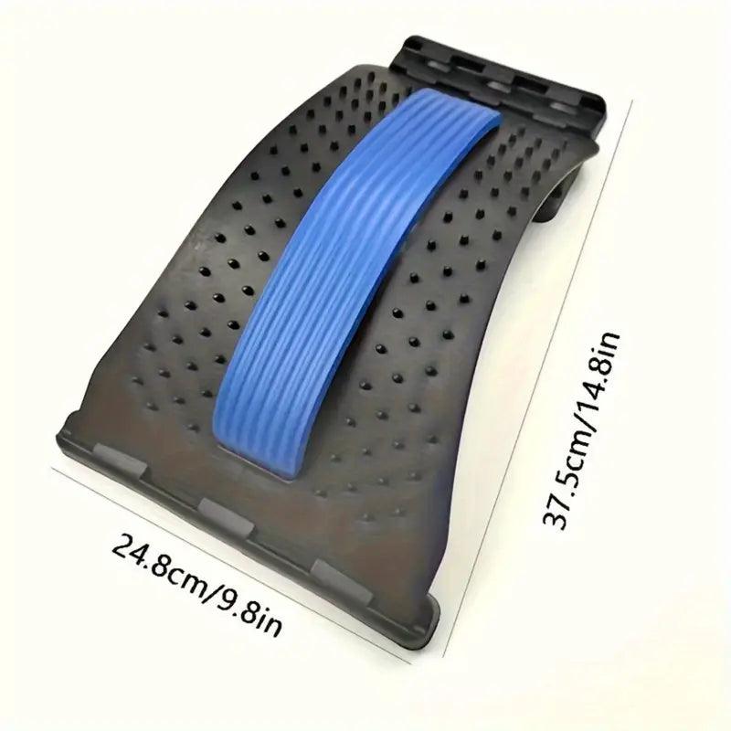 Adjustable back stretcher and relaxation accessory by TEMU, showing a cushioned device with straps for spinal stretching and comfort.