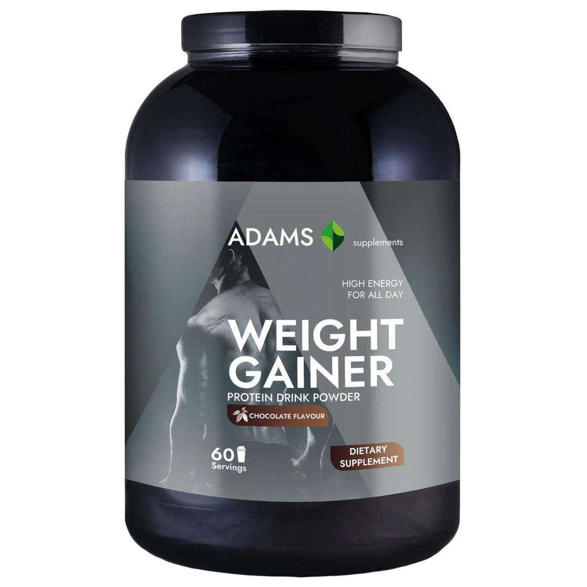 Adams Supplements chocolate muscle-building protein powder in 3kg jar with 60 servings, high-protein supplement for muscle growth