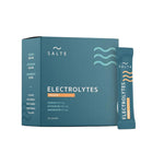 Herbalistas Salte performance electrolytes supplement in orange flavor, 30 sachets, featuring orange-flavored powder packets for hydration.