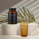 Organic Slippery Elm supplement by Herbalistas in 60 vegicaps, showing the capsules and herbal packaging.