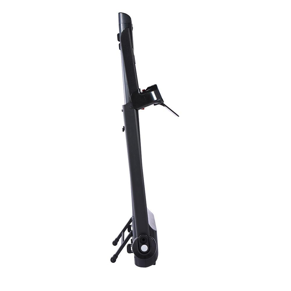 VIKING FITNESS D-6 Electric Treadmill folded for storage, with a digital display and sturdy running belt visible.