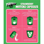 Herbalistas PerfectTed Ceremonial Grade Strawberry Matcha Nespresso-compatible capsules, vibrant green matcha with strawberry flavor.