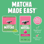 Herbalistas PerfectTed Ceremonial Grade Strawberry Matcha Nespresso capsules, featuring vibrant strawberry and matcha powder capsules.