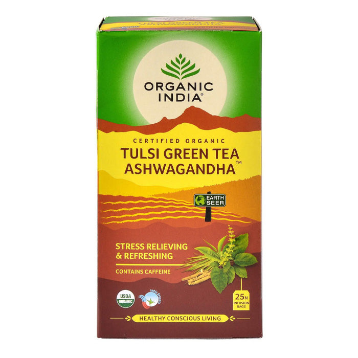 Organic India, BIO Tulsi Green Tea, Ashwagandha, 25 Infusion Bags