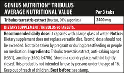 Tribulus 90tabs/30 Serv, Genius Nutrition