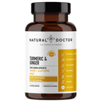 VITAREA Natural Doctor Turmeric & Ginger supplement bottle with 60 vegetarian capsules on a white background.