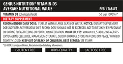 Vitamin D3 90tabs/90 Serv, Genius Nutrition