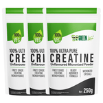 Green Life Cyprus ultra pure creatine supplement in a 250g container, showcasing the green label and product packaging.