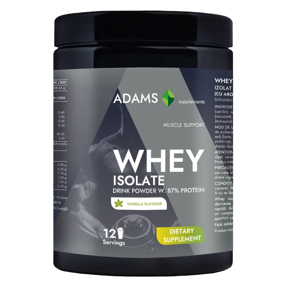Adams Supplements, Πρωτεΐνη ορού γάλακτος isolate (βανίλια), 360γρ