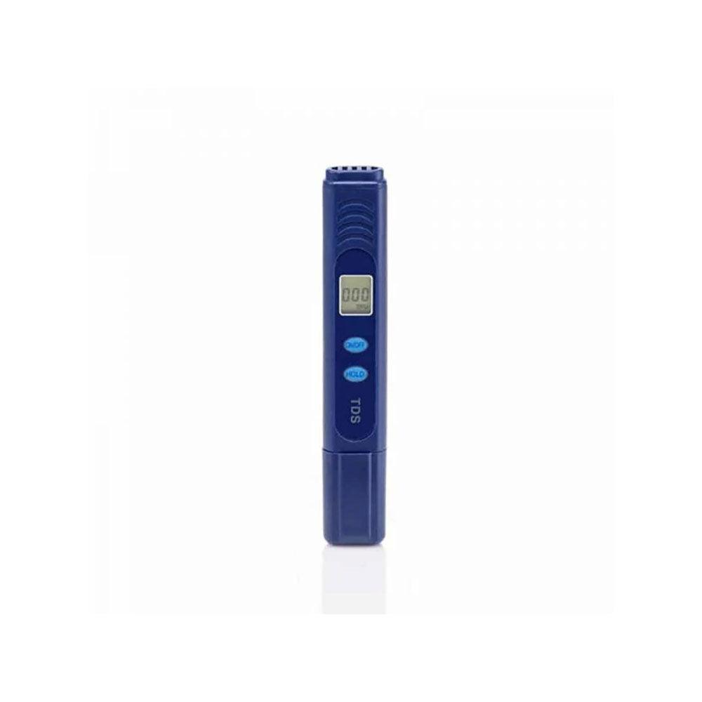 Herbalistas ZeroWater TDS meter showing digital display of total dissolved solids in water.