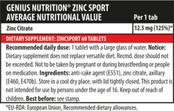 Zinc Sport 60tabs, Genius Nutrition