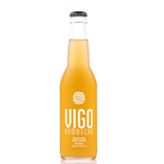 Herbalistas VIGO Kombucha Lightbrew Original tea in a 330ml bottle with a clear label and colorful design.