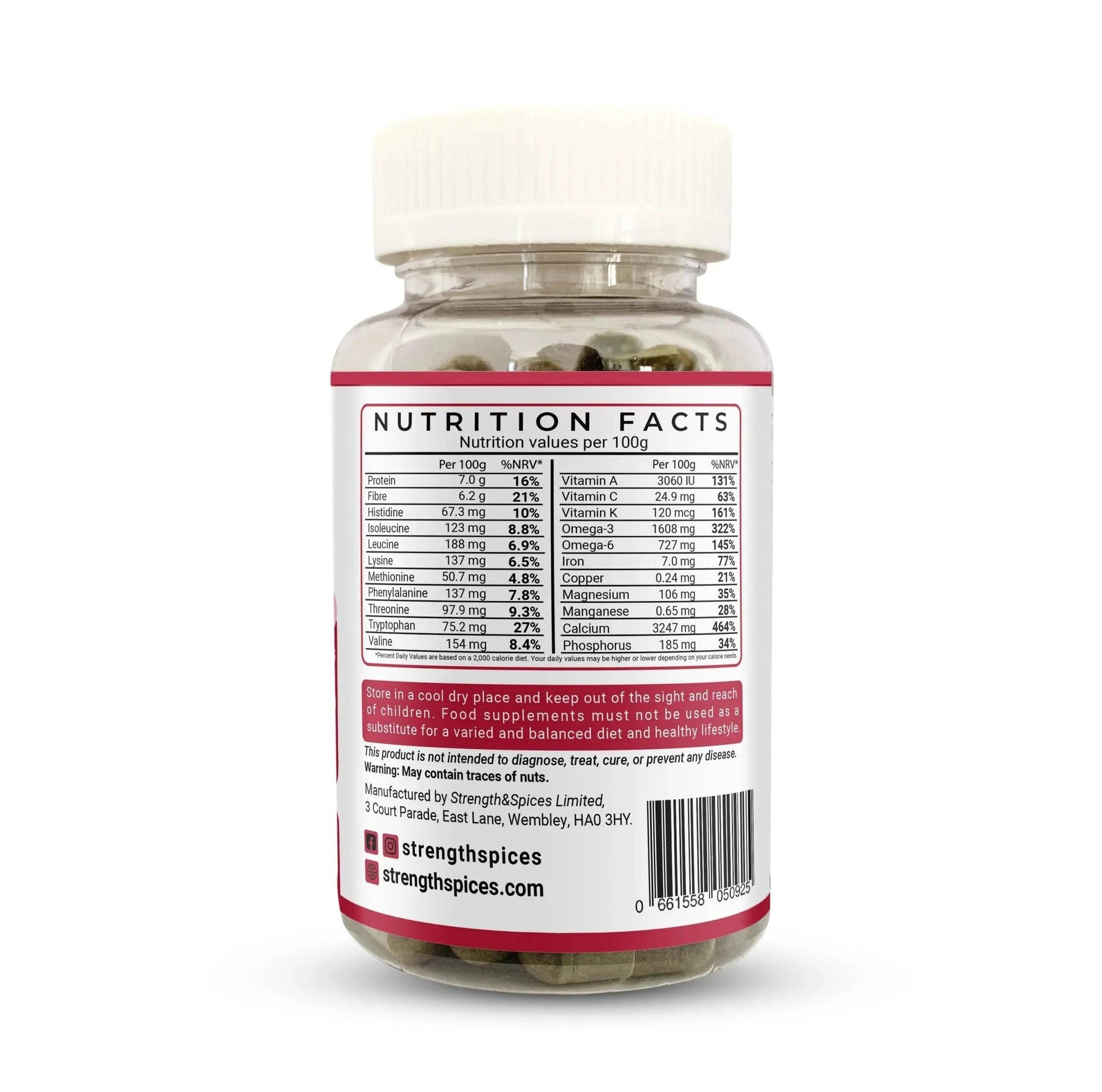 Blood pressure supplement by Strength & Spices with 60 capsules, featuring natural herbs and spices for support.