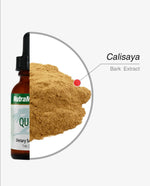 Sentosa Nutramedix Quina Microbial Defense supplement bottle with label details, featuring natural herbal ingredients and health benefits.