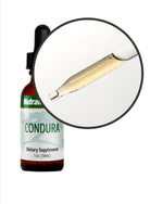 Bottle of Nutramedix Condura Comfort supplement by Sentosa, with 30ml liquid in a clear dropper bottle.
