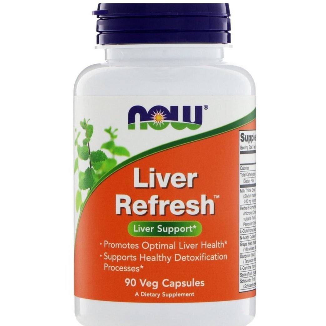 MKSTAVRINOS Liver Refresh supplement in 90 veggie capsules, showing the supplement bottle with label details.