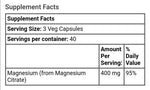 MKSTAVRINOS Magnesium Citrate supplement, 120 veggie capsules, dietary supplement for muscle and nerve support.
