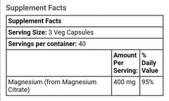 MAGNESIUM CITRATE 200mg 100 Veg Capsules - GREEN LIFE CYPRUS 