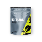 Vivo Life plant-based protein powder in dark chocolate flavor, 30 servings, showing the chocolate protein powder packaging.